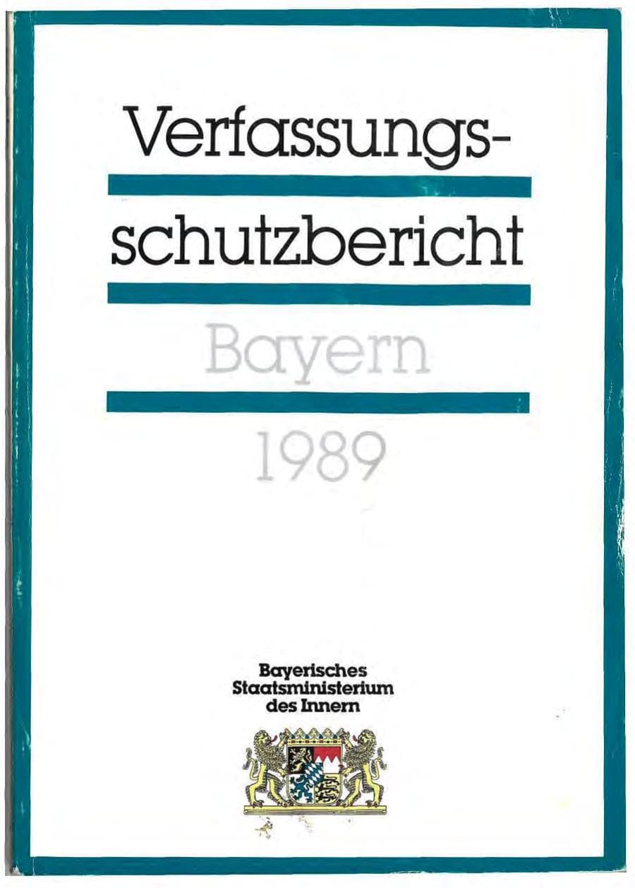 Seite 1 des Verfassungsschutzbericht 1989 Bayern