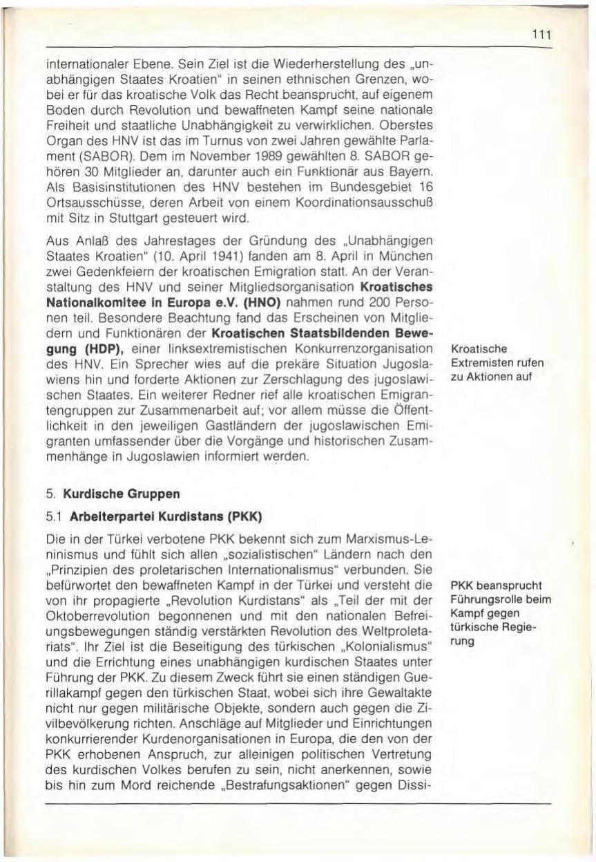 Seite 113 des Verfassungsschutzbericht 1989 Bayern