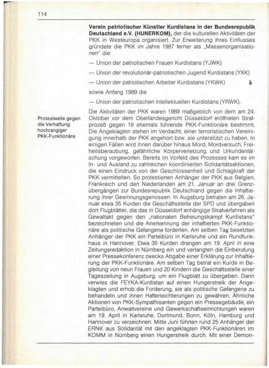 Seite 116 des Verfassungsschutzbericht 1989 Bayern