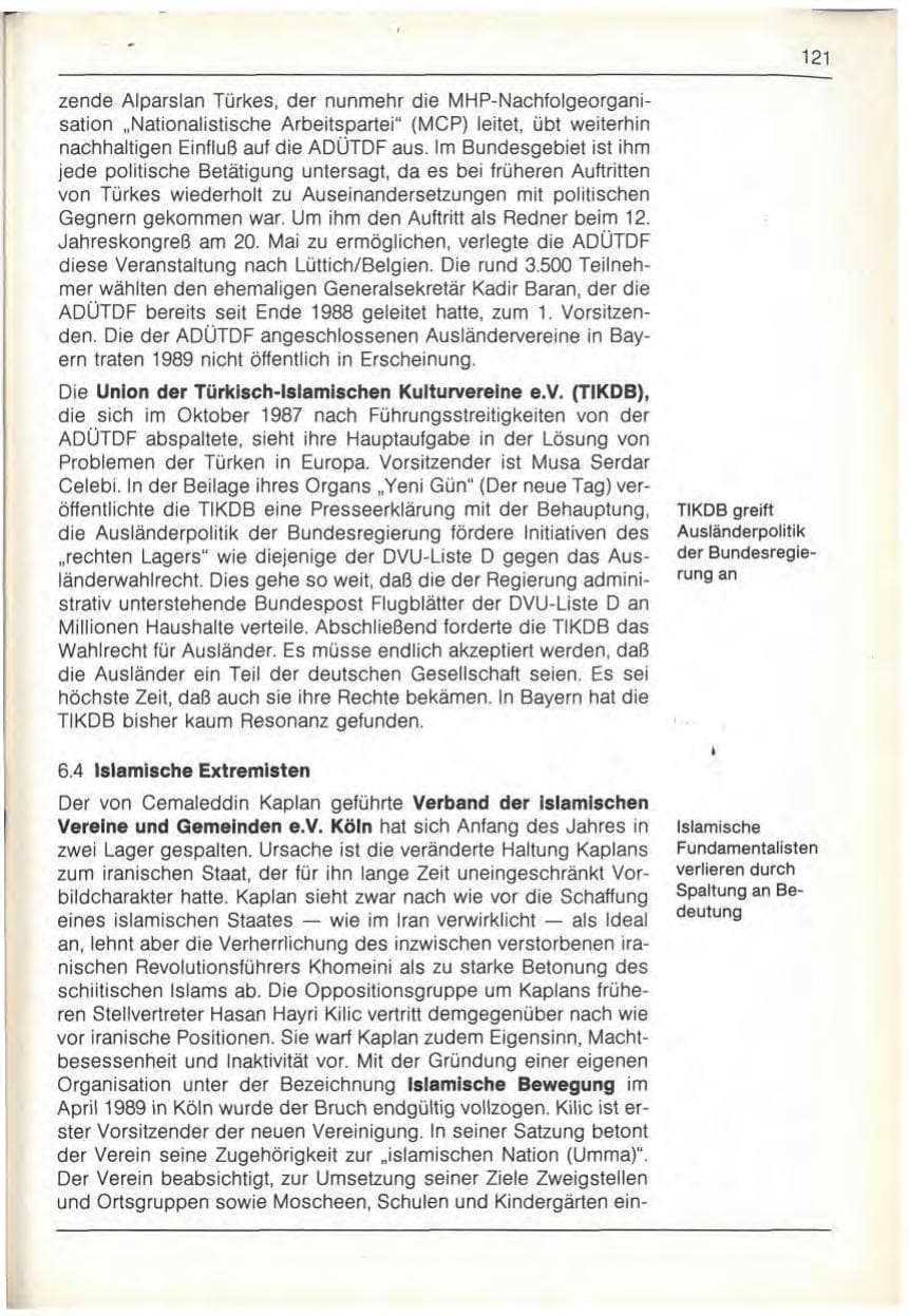 Seite 123 des Verfassungsschutzbericht 1989 Bayern