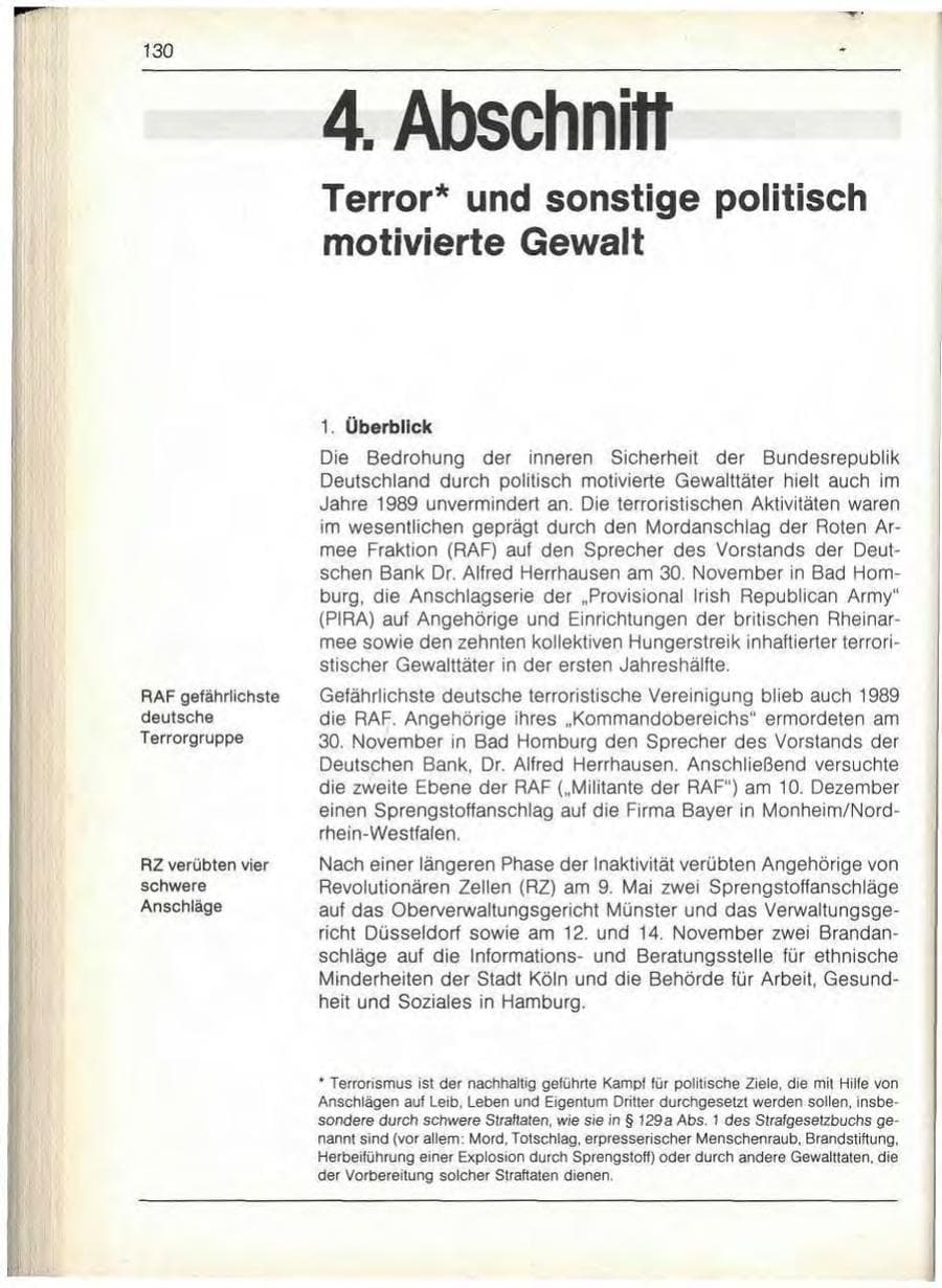 Seite 132 des Verfassungsschutzbericht 1989 Bayern