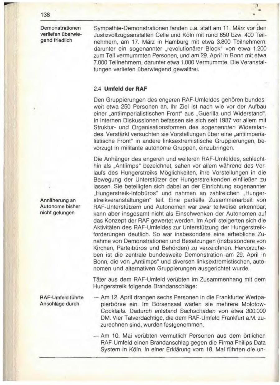 Seite 140 des Verfassungsschutzbericht 1989 Bayern