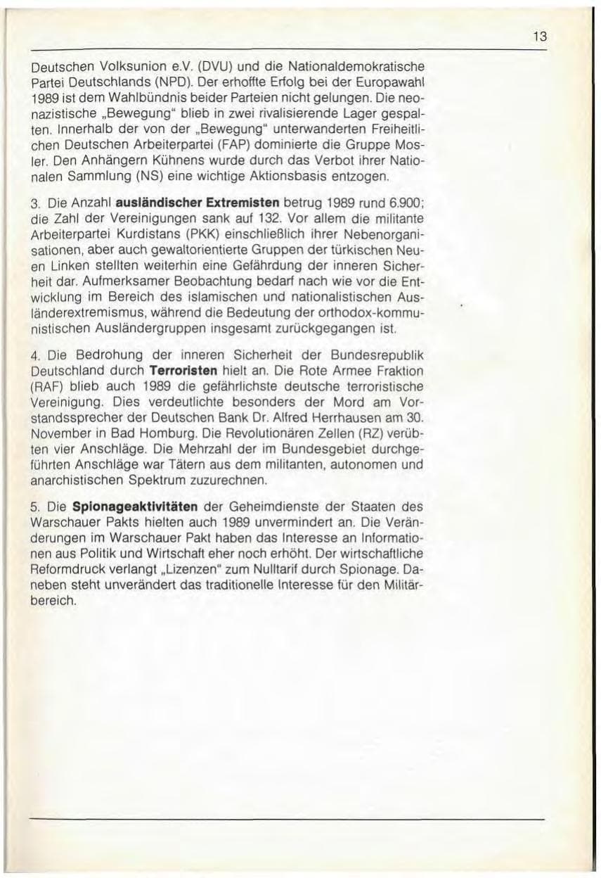 Seite 15 des Verfassungsschutzbericht 1989 Bayern