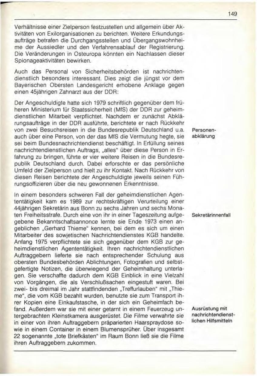 Seite 151 des Verfassungsschutzbericht 1989 Bayern