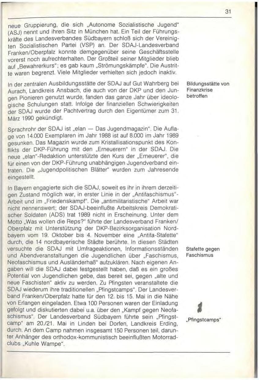 Seite 33 des Verfassungsschutzbericht 1989 Bayern