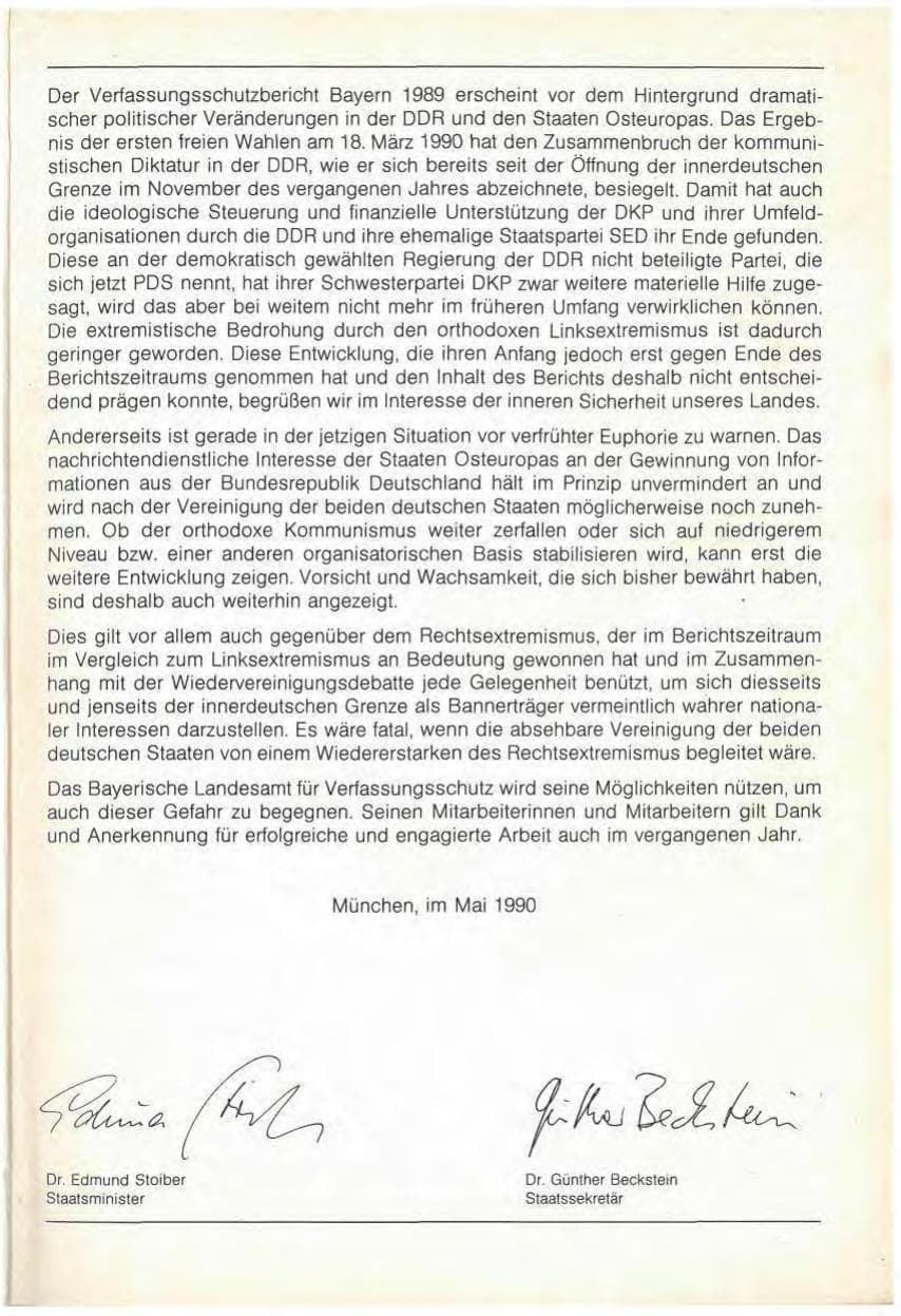 Seite 5 des Verfassungsschutzbericht 1989 Bayern