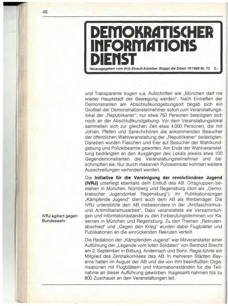 Seite 48 des Verfassungsschutzbericht 1989 Bayern