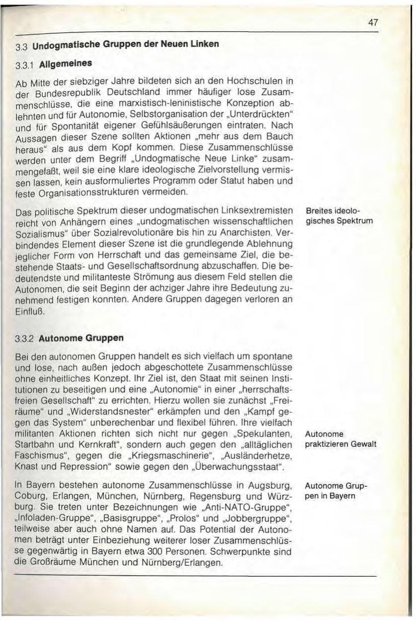 Seite 49 des Verfassungsschutzbericht 1989 Bayern