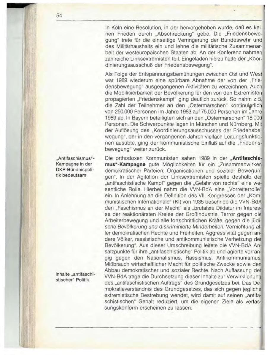 Seite 56 des Verfassungsschutzbericht 1989 Bayern