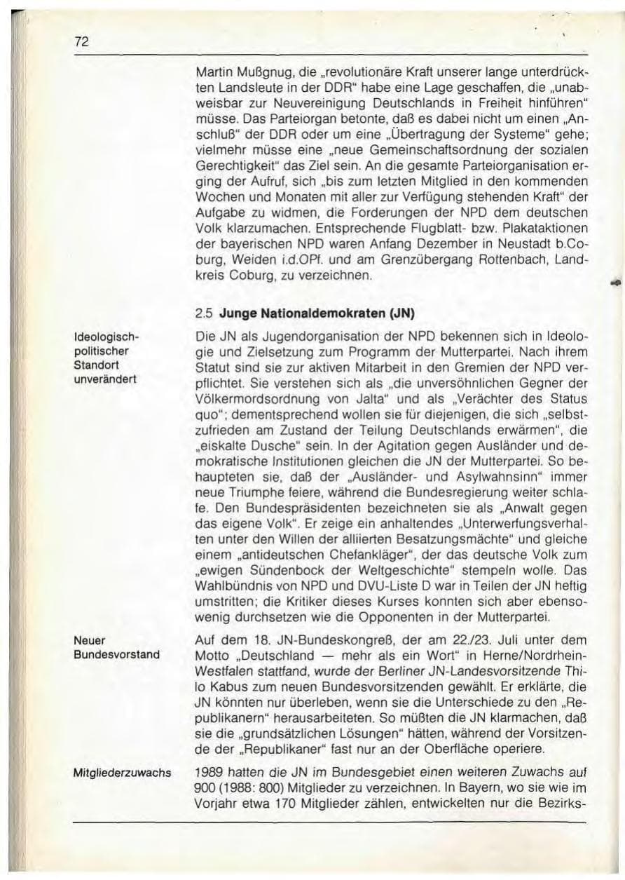 Seite 74 des Verfassungsschutzbericht 1989 Bayern
