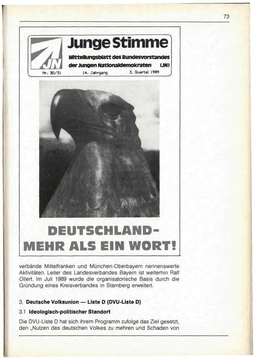 Seite 75 des Verfassungsschutzbericht 1989 Bayern