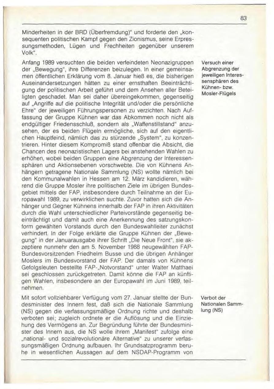 Seite 85 des Verfassungsschutzbericht 1989 Bayern