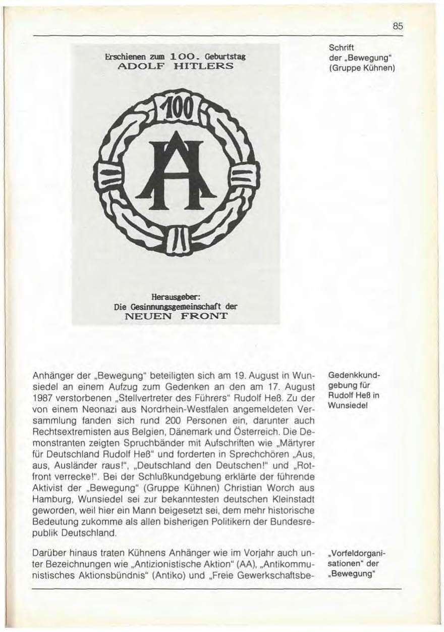 Seite 87 des Verfassungsschutzbericht 1989 Bayern