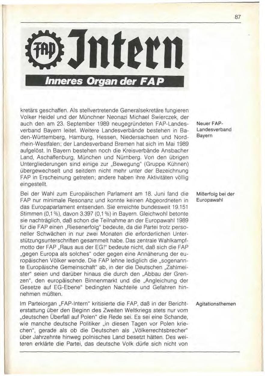 Seite 89 des Verfassungsschutzbericht 1989 Bayern