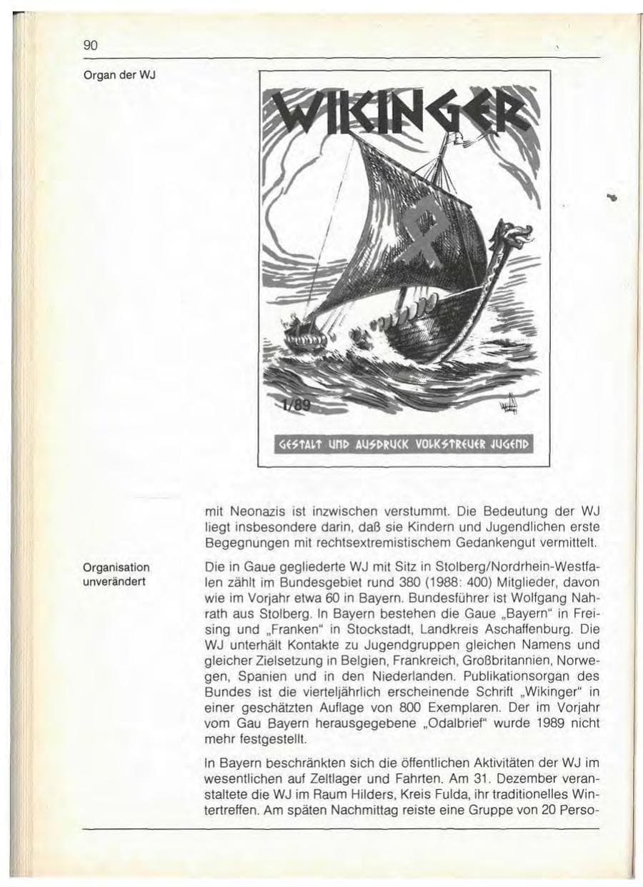 Seite 92 des Verfassungsschutzbericht 1989 Bayern
