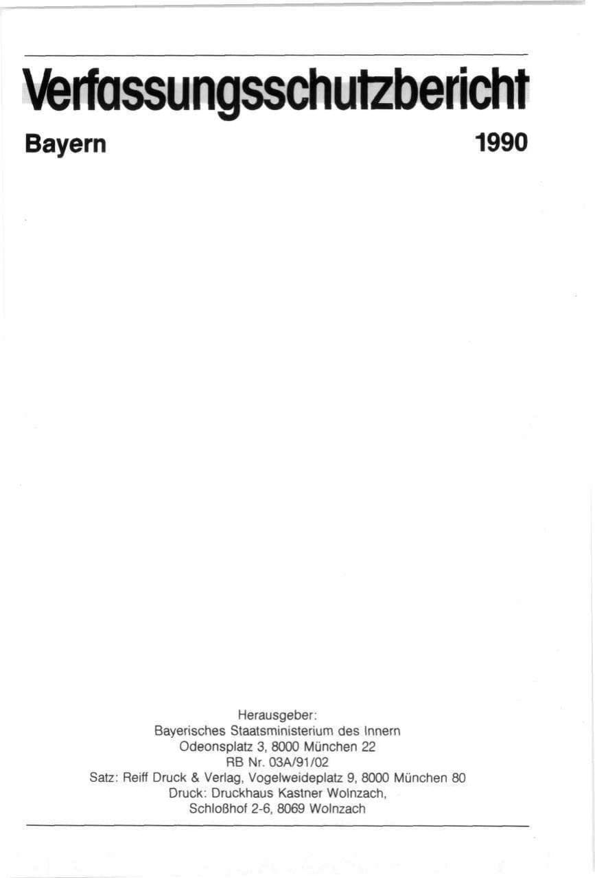Seite 2 des Verfassungsschutzbericht 1990 Bayern