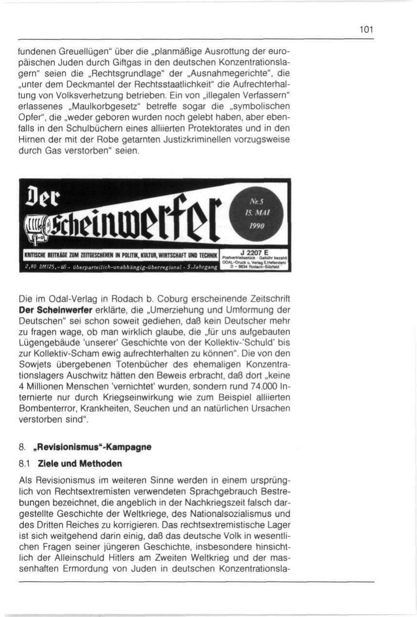 Seite 101 des Verfassungsschutzbericht 1990 Bayern