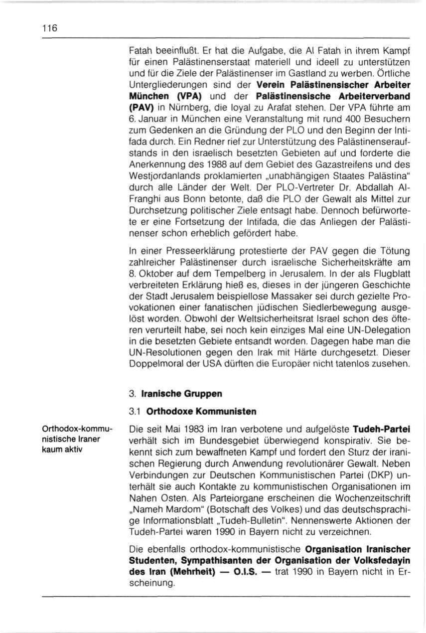 Seite 116 des Verfassungsschutzbericht 1990 Bayern