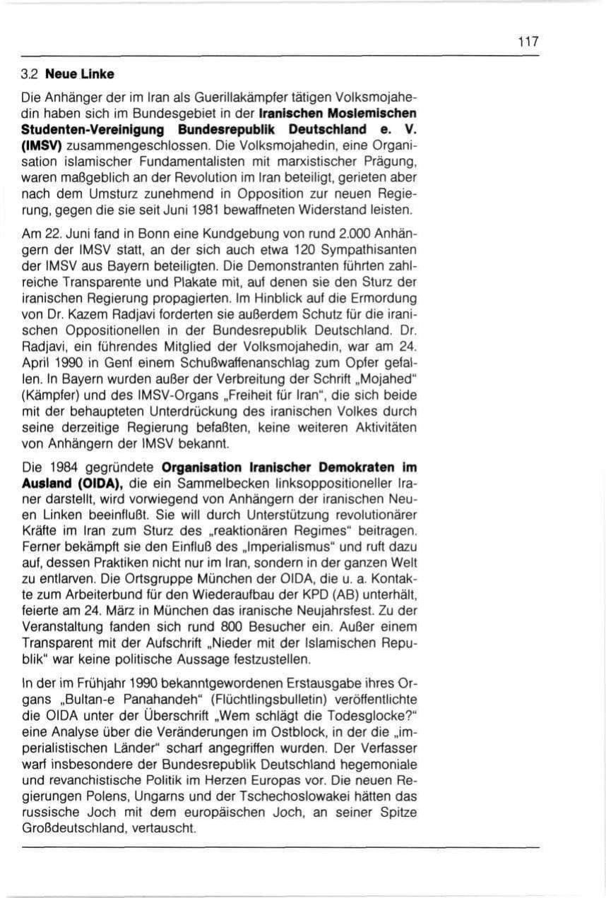 Seite 117 des Verfassungsschutzbericht 1990 Bayern