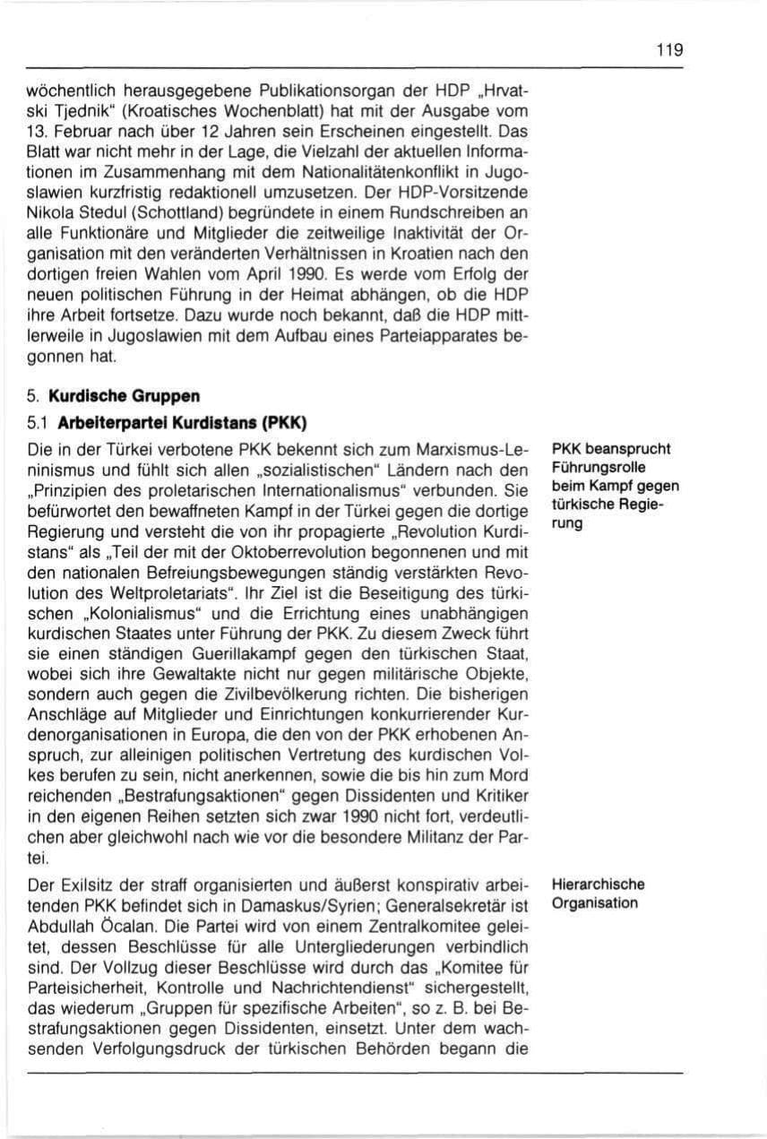 Seite 119 des Verfassungsschutzbericht 1990 Bayern