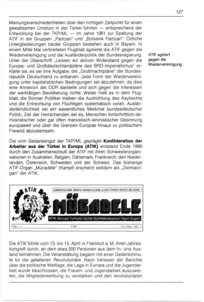 Seite 127 des Verfassungsschutzbericht 1990 Bayern