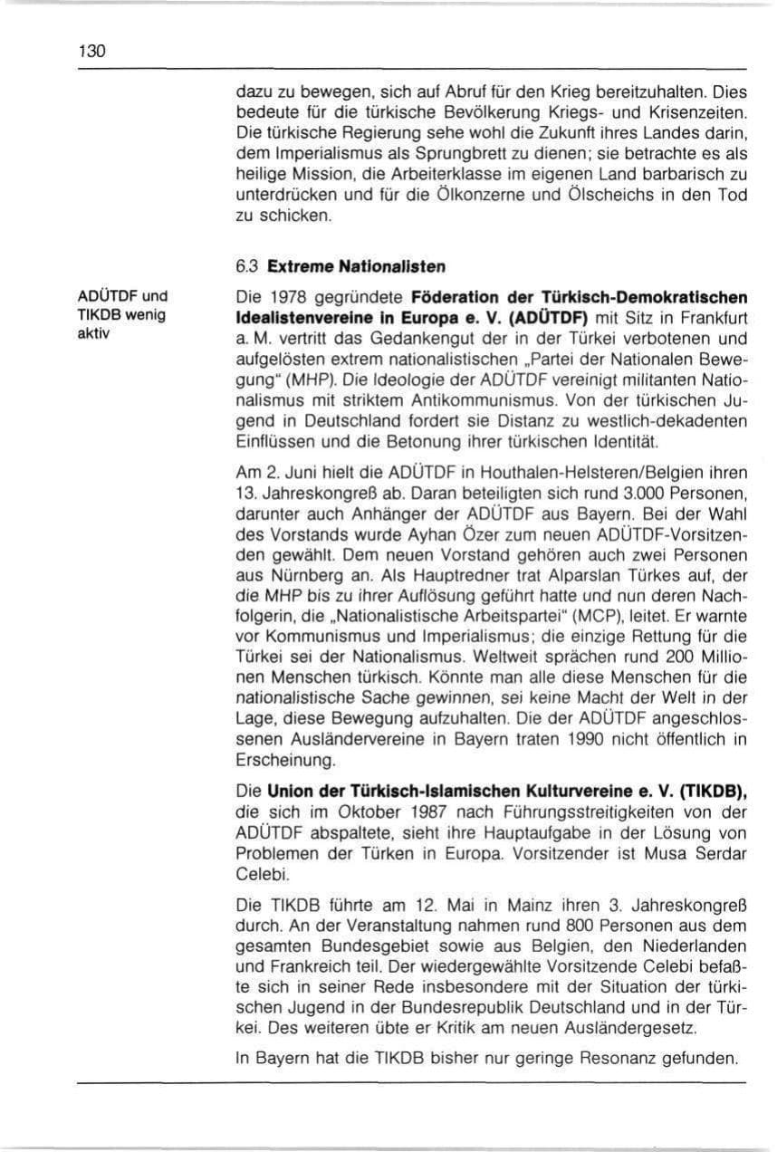 Seite 130 des Verfassungsschutzbericht 1990 Bayern