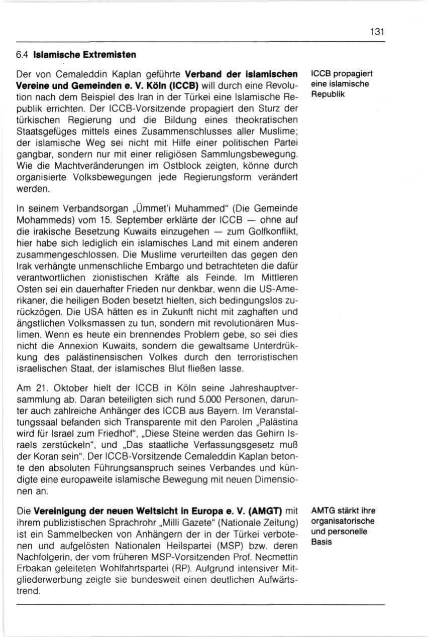 Seite 131 des Verfassungsschutzbericht 1990 Bayern