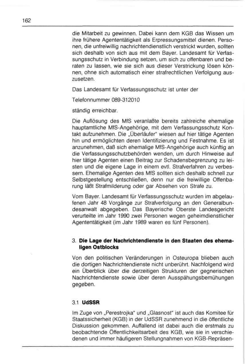 Seite 162 des Verfassungsschutzbericht 1990 Bayern