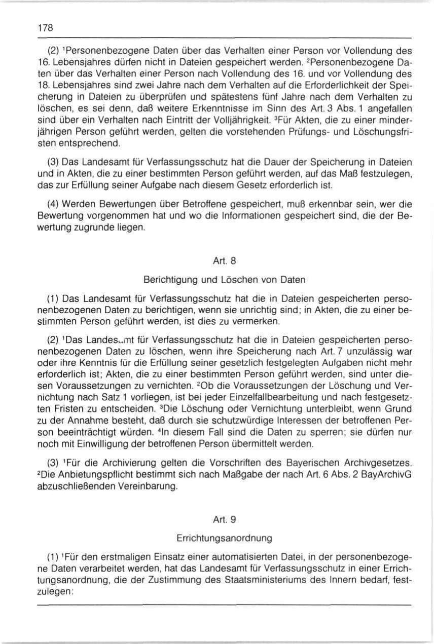 Seite 178 des Verfassungsschutzbericht 1990 Bayern
