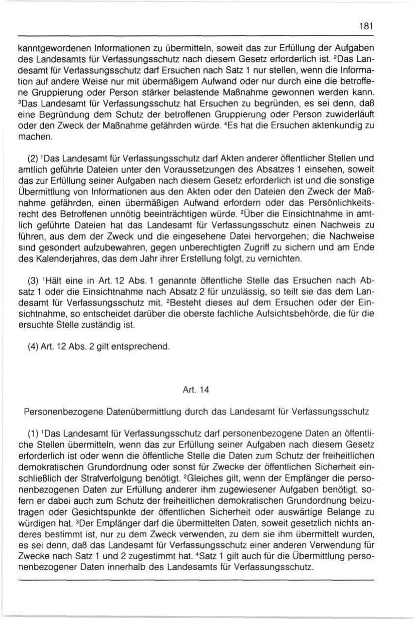 Seite 181 des Verfassungsschutzbericht 1990 Bayern