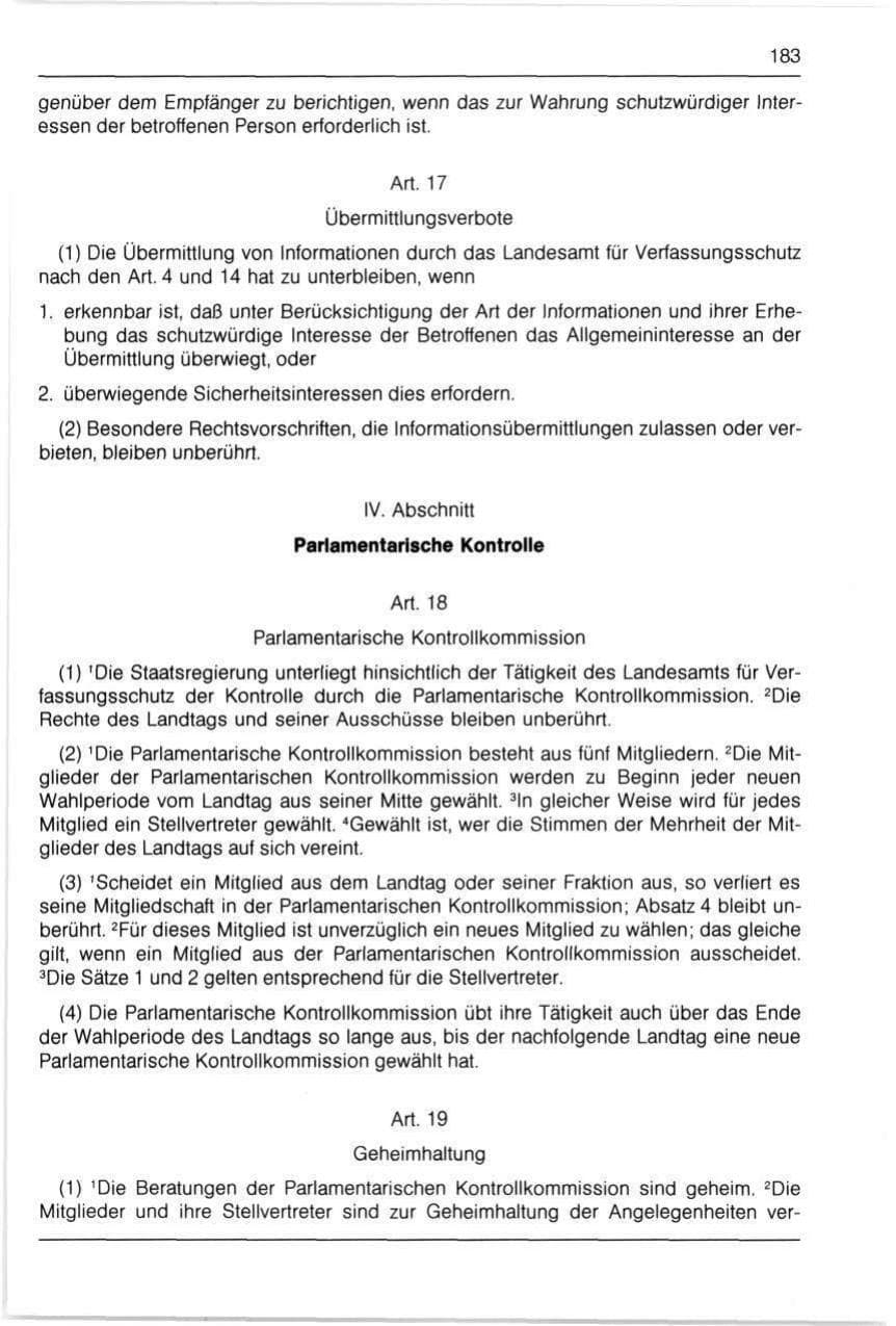 Seite 183 des Verfassungsschutzbericht 1990 Bayern