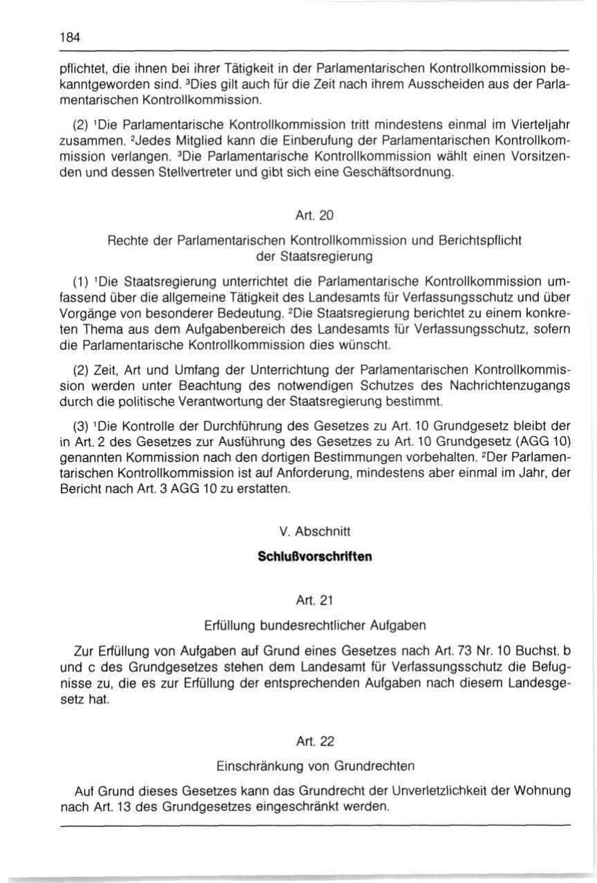 Seite 184 des Verfassungsschutzbericht 1990 Bayern