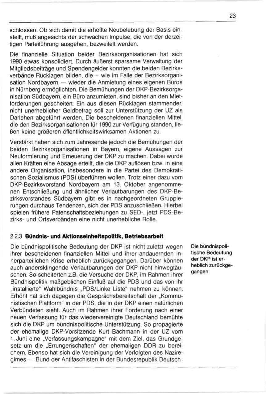Seite 23 des Verfassungsschutzbericht 1990 Bayern
