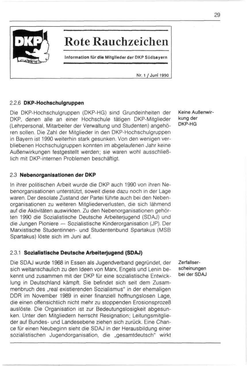 Seite 29 des Verfassungsschutzbericht 1990 Bayern