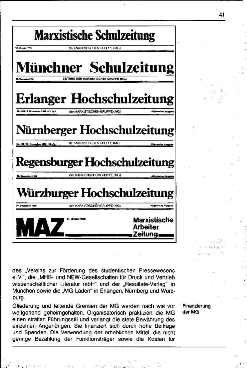 Seite 41 des Verfassungsschutzbericht 1990 Bayern