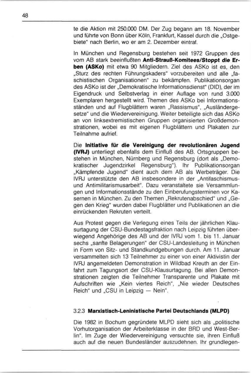 Seite 48 des Verfassungsschutzbericht 1990 Bayern