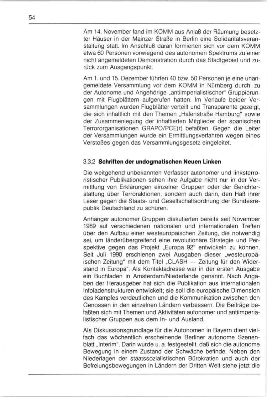 Seite 54 des Verfassungsschutzbericht 1990 Bayern