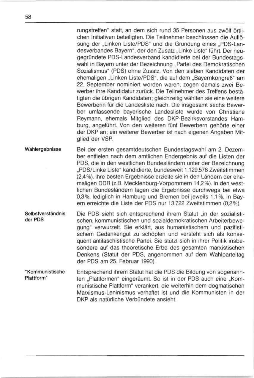 Seite 58 des Verfassungsschutzbericht 1990 Bayern