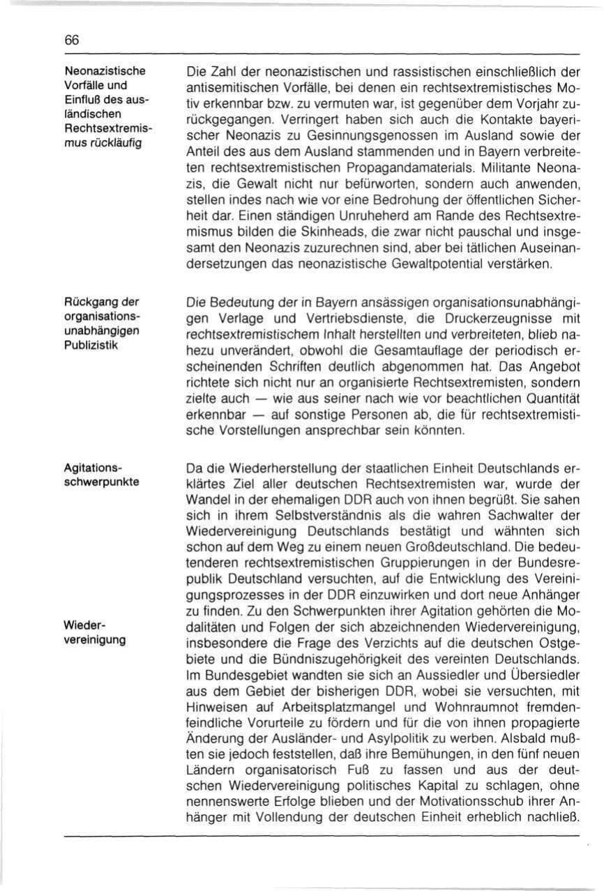 Seite 66 des Verfassungsschutzbericht 1990 Bayern