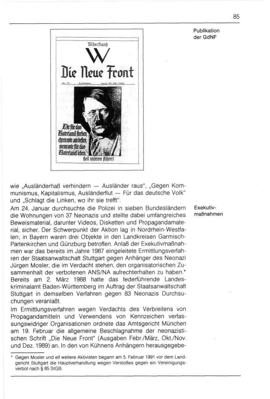 Seite 85 des Verfassungsschutzbericht 1990 Bayern