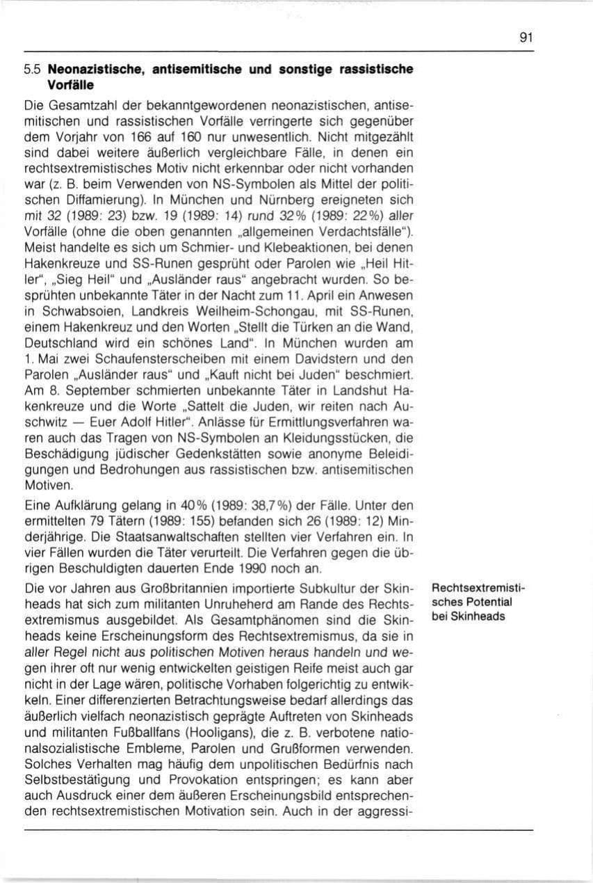Seite 91 des Verfassungsschutzbericht 1990 Bayern