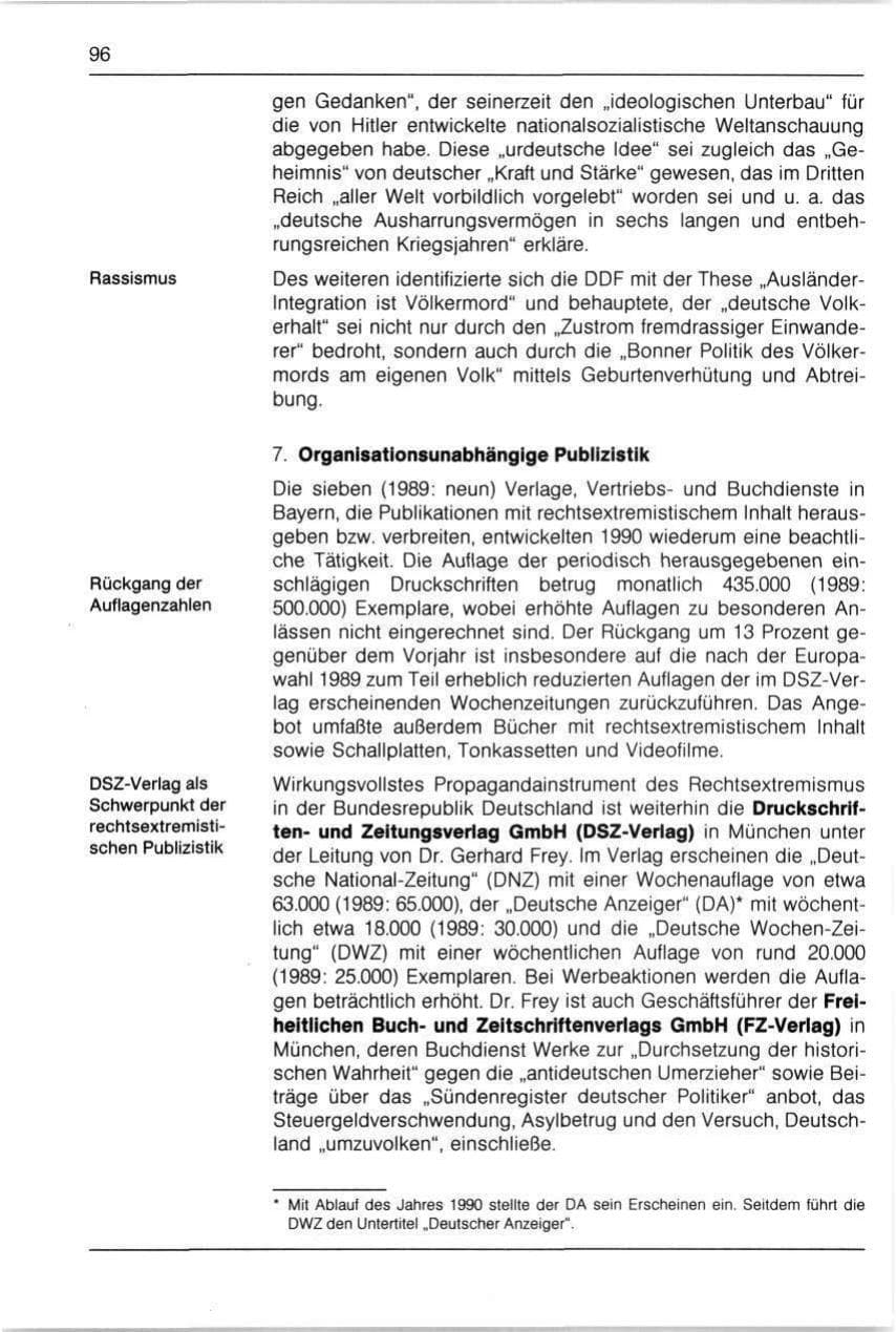 Seite 96 des Verfassungsschutzbericht 1990 Bayern