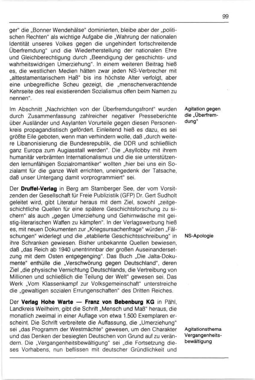 Seite 99 des Verfassungsschutzbericht 1990 Bayern