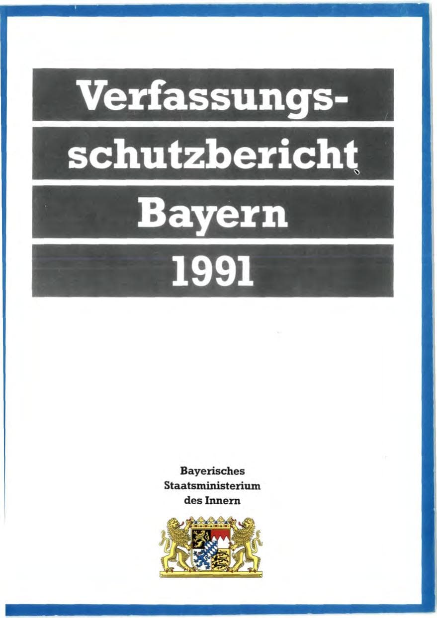 Seite 1 des Verfassungsschutzbericht 1991 Bayern