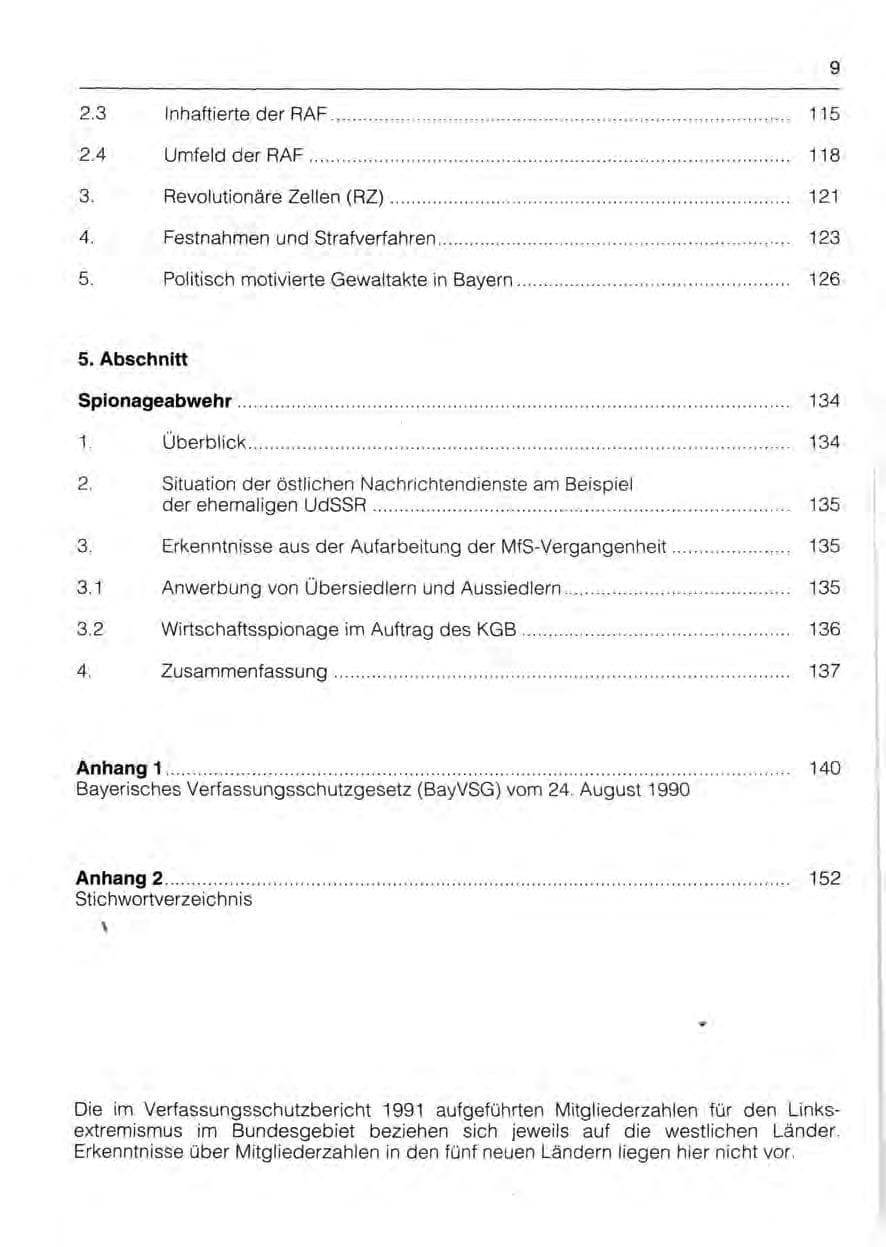 Seite 11 des Verfassungsschutzbericht 1991 Bayern