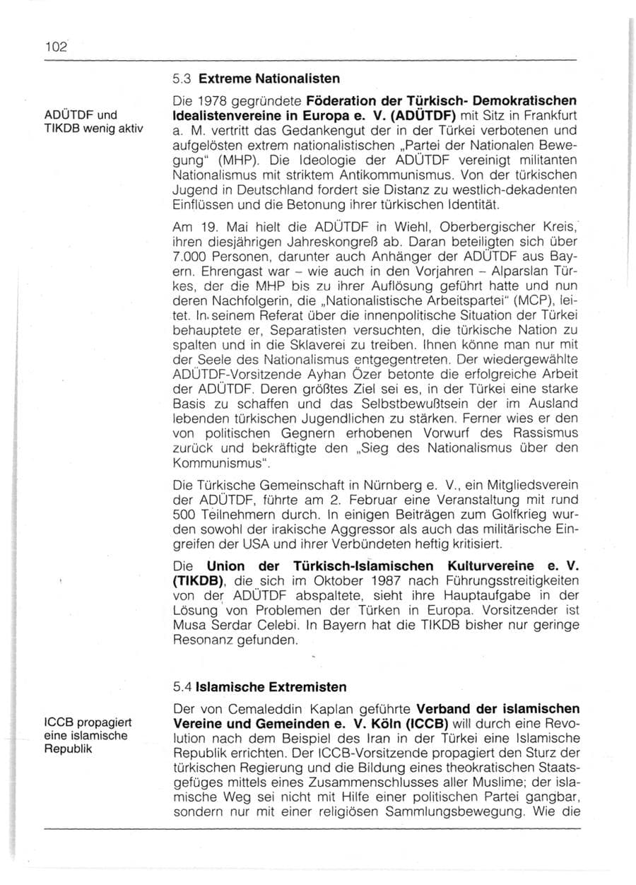 Seite 104 des Verfassungsschutzbericht 1991 Bayern