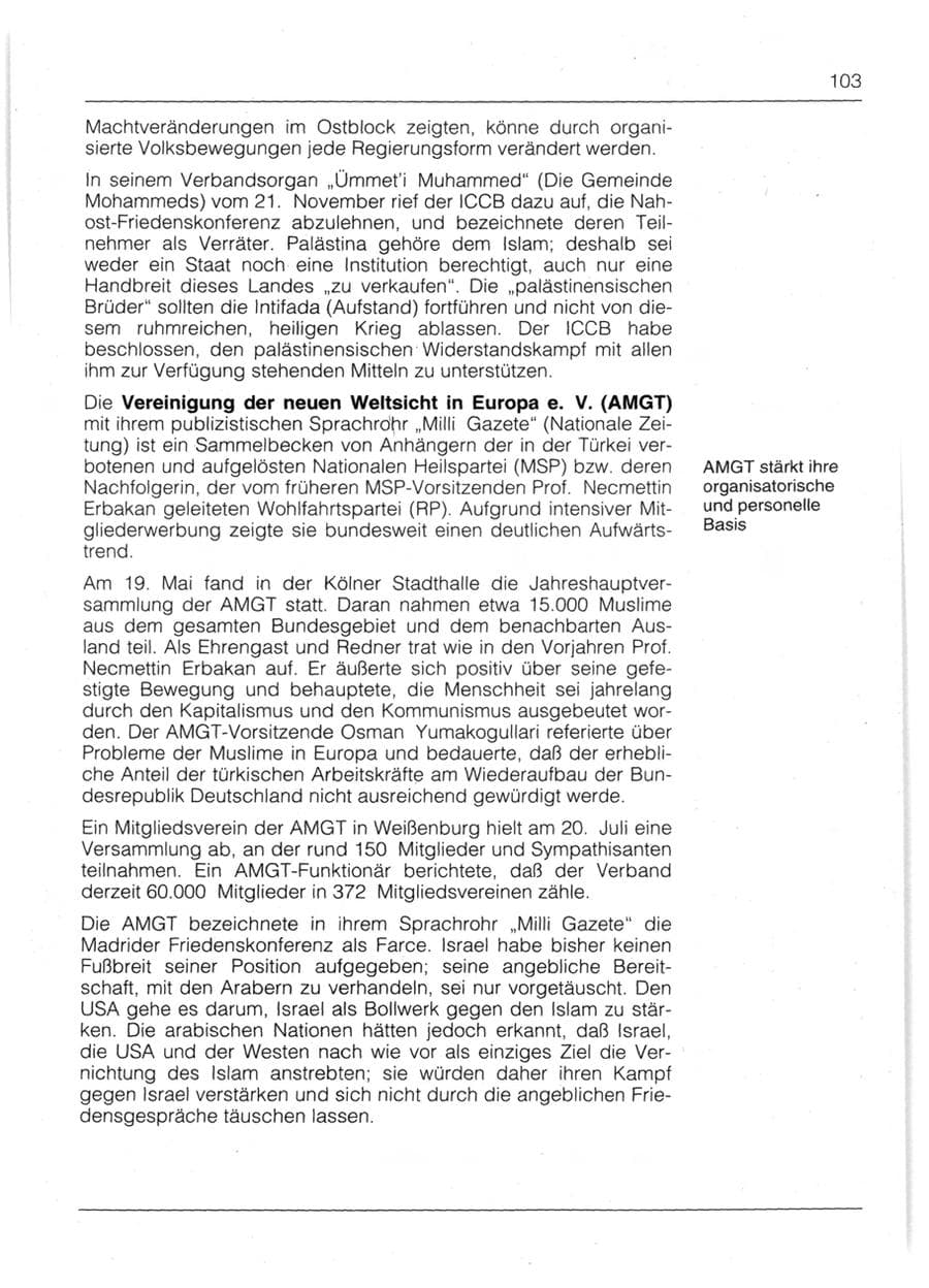 Seite 105 des Verfassungsschutzbericht 1991 Bayern