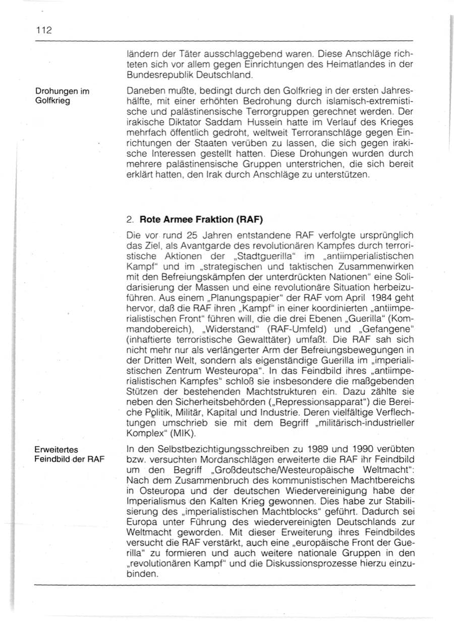 Seite 114 des Verfassungsschutzbericht 1991 Bayern