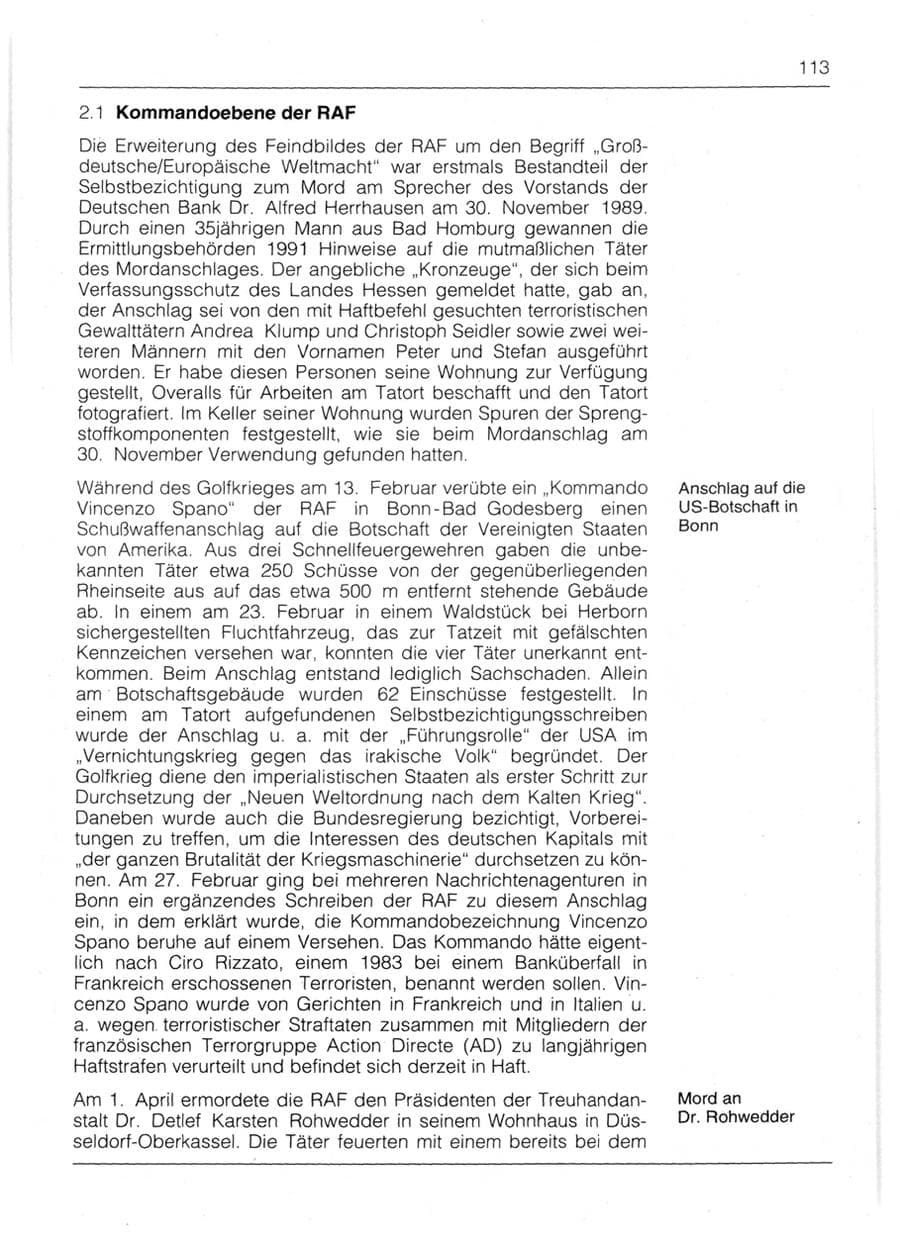 Seite 115 des Verfassungsschutzbericht 1991 Bayern