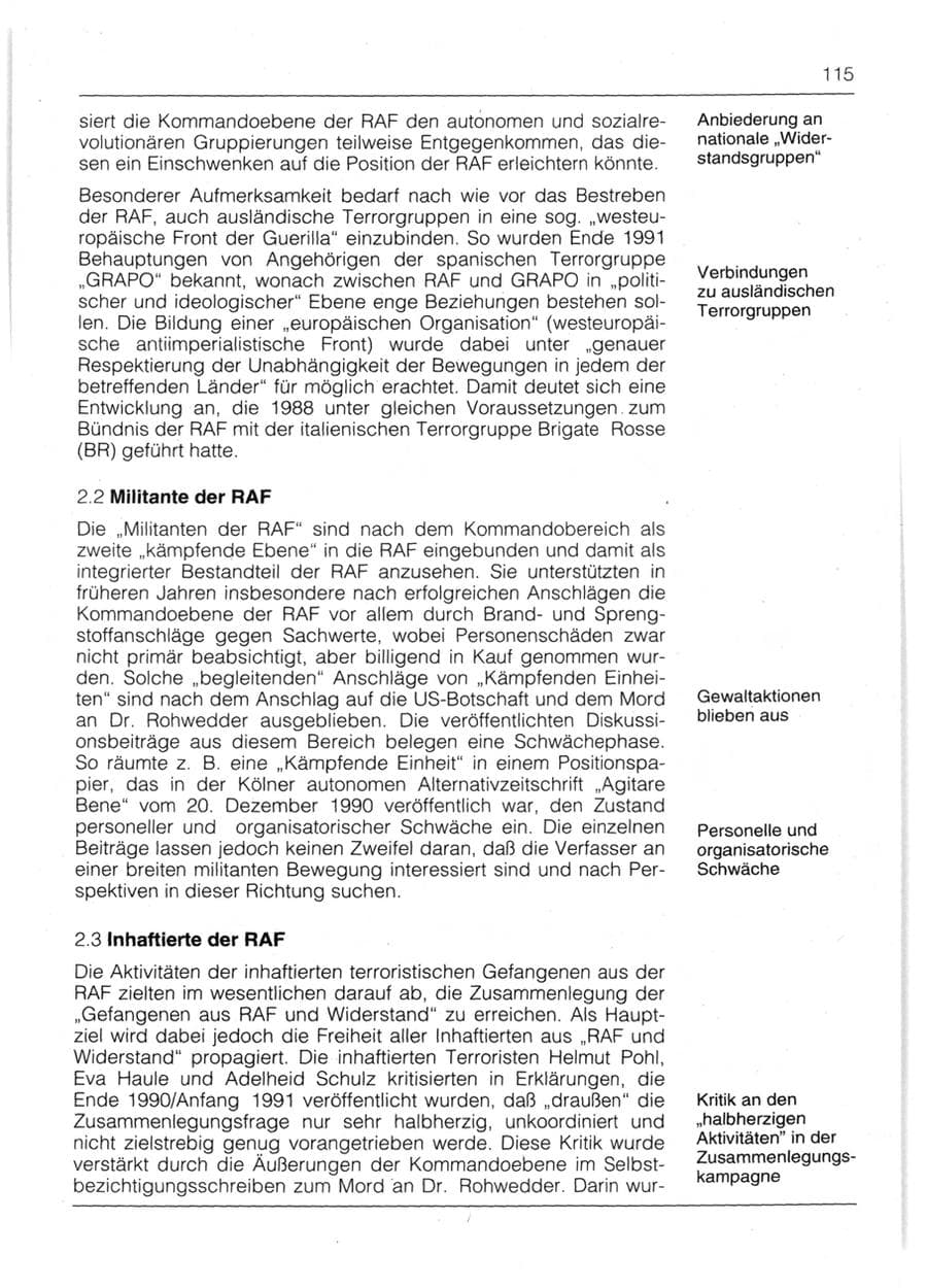 Seite 117 des Verfassungsschutzbericht 1991 Bayern